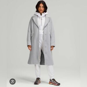 lululemon athletica Light Gray Long Wool-Blend Trench Coat